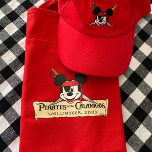 Disney Pirates of Calamigos Volunteer 2003 Apron wovenware Hat head to toe Set